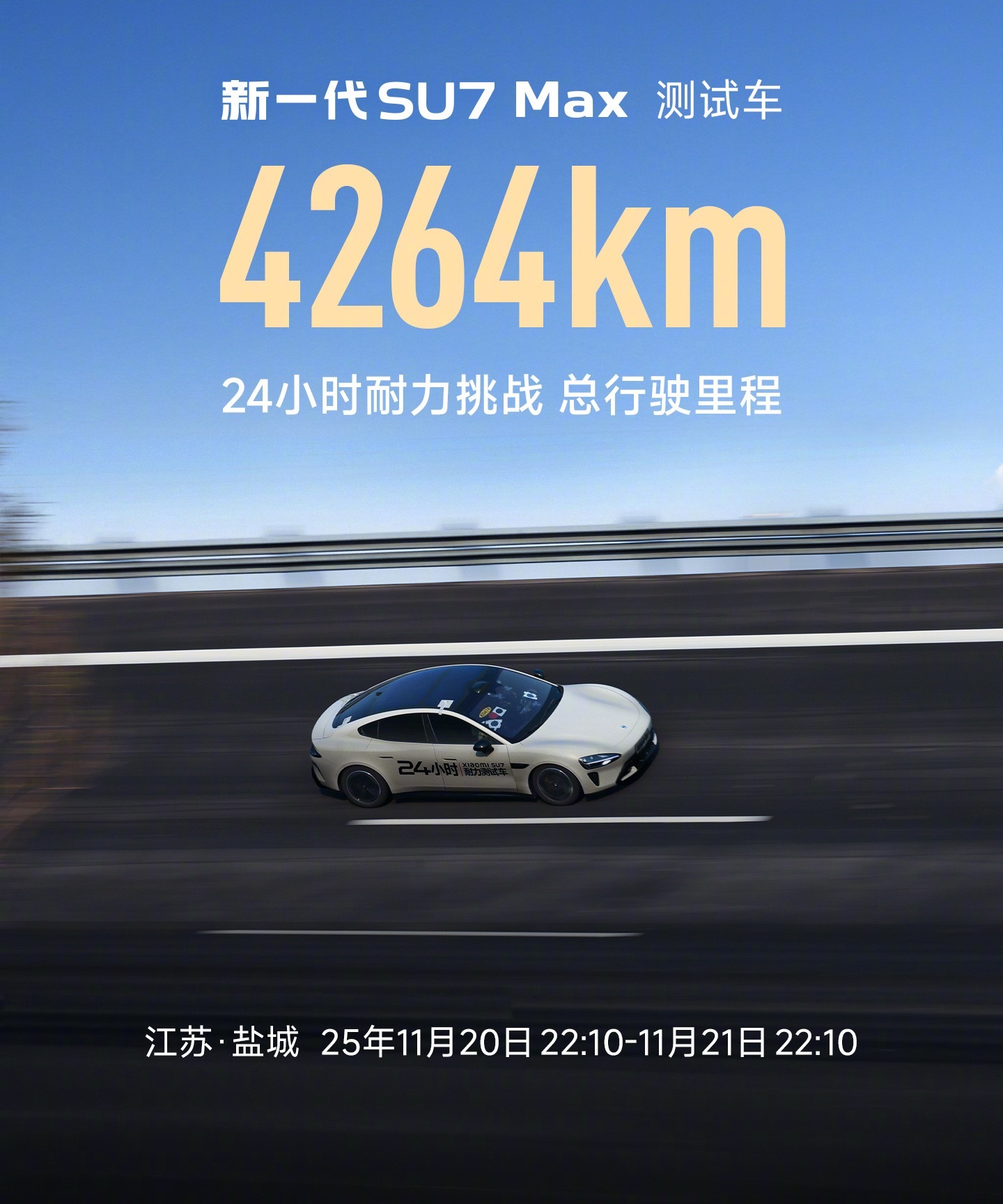 小米新SU7刷新24小时耐力挑战纪录恭喜小米！虽然一般人开车，也不会开到那么极限