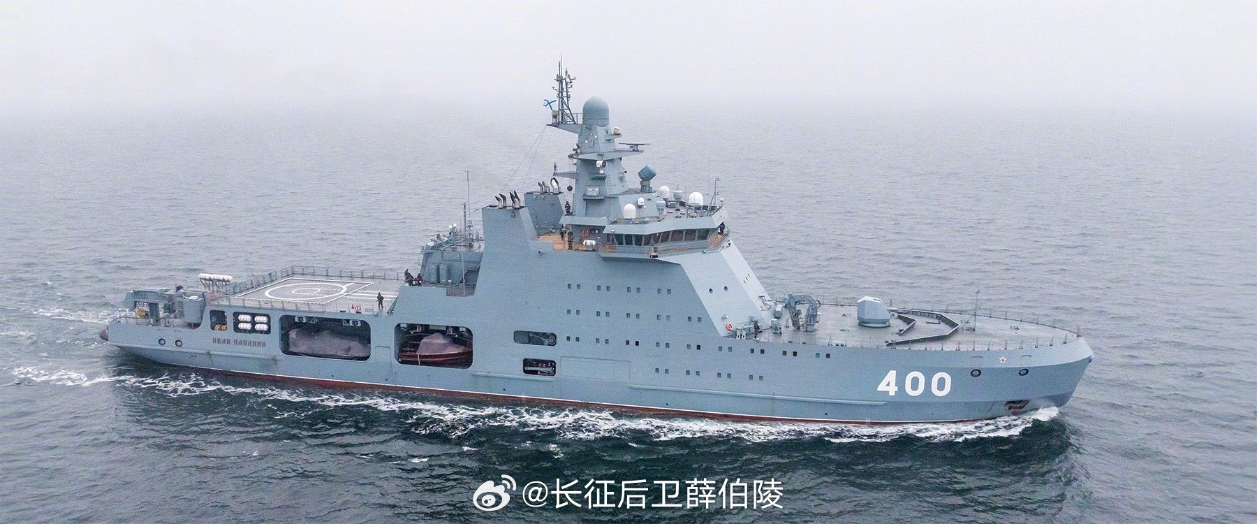 在维堡造船厂，正在建设中的原计划交付俄罗斯联邦安全局的23550北极巡逻舰普尔加