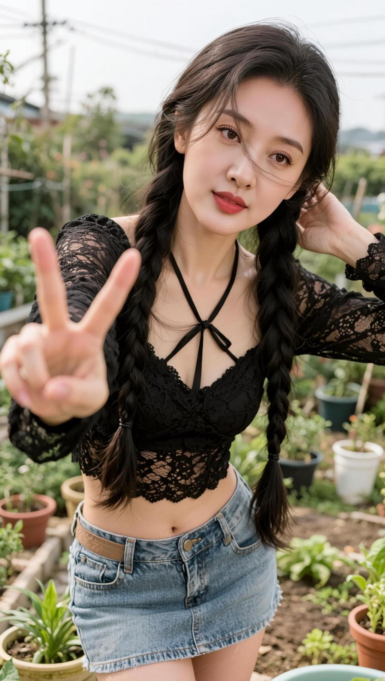 AI双辫田园照 随变ai随便玩