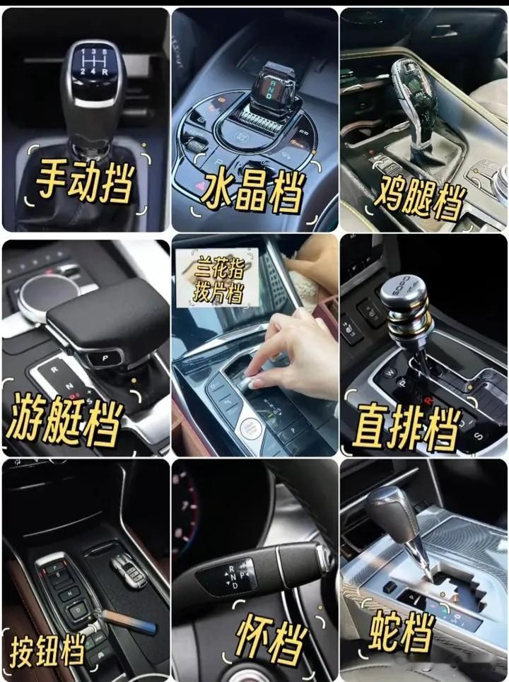 不看不知道，现在居然有这么多种汽车档把类型了~
你的车是那种款式，觉得好用吗？
