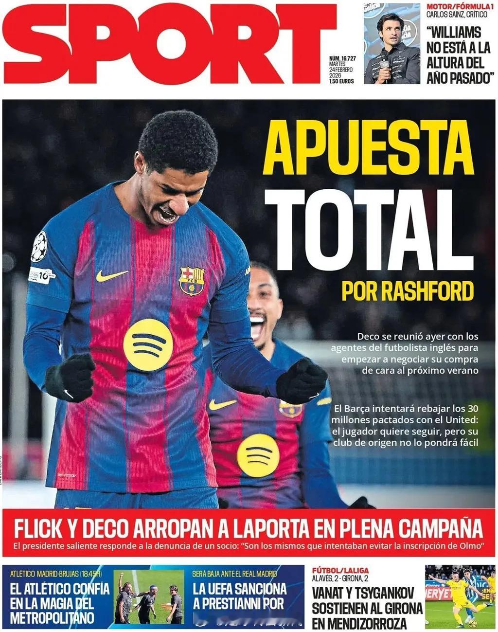 每日体育报消息，巴萨体育总监德科周一会见了拉什福德的经纪人，以谈判今夏买断的事宜