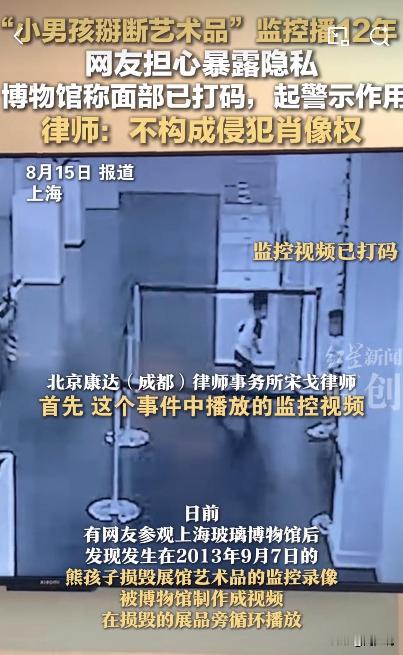 #MCN双量进阶计划#男孩掰断艺术品，监控竟被博物馆循环播放12年，上海玻璃博物