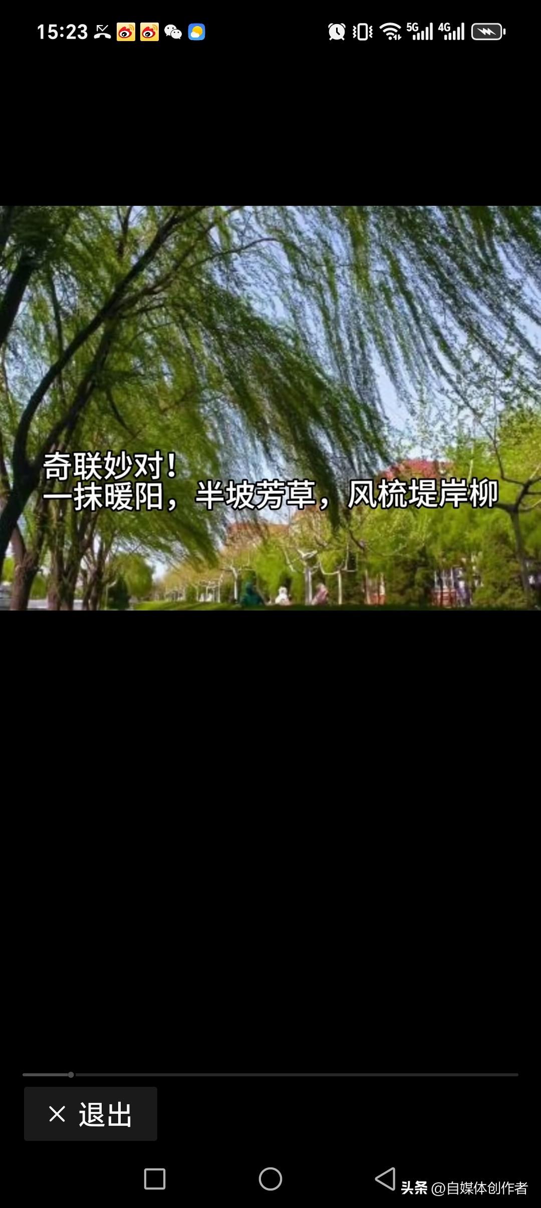 一抹暖阳，半坡芳草，风梳堤岸柳
一望无垠，满湖碧水，人耍船中央