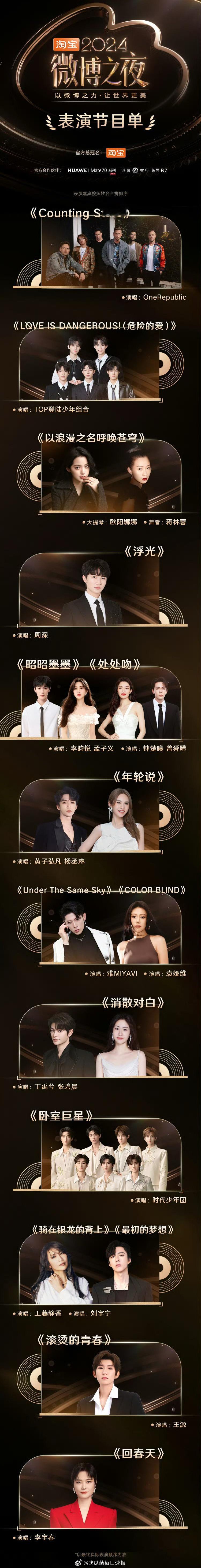 微博之夜节目单来了，李昀锐、孟子义要合唱！又发糖了[送花花] 