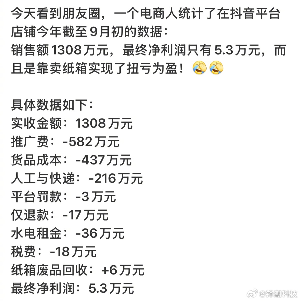 销售额1300多万，利润5万多，真的假的？ ​​​