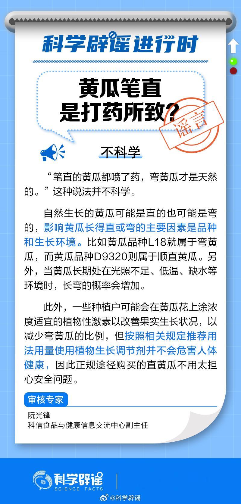#科学辟谣进行时#【#黄瓜笔直是因为打了药吗#？】自然生长的黄瓜可能是直的也可能