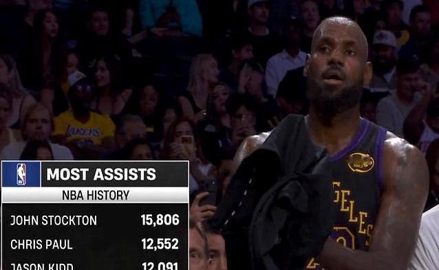 詹姆斯又破纪录了，助攻数正式冲进历史前四！

在今天的比赛里，他送出关键助攻，生