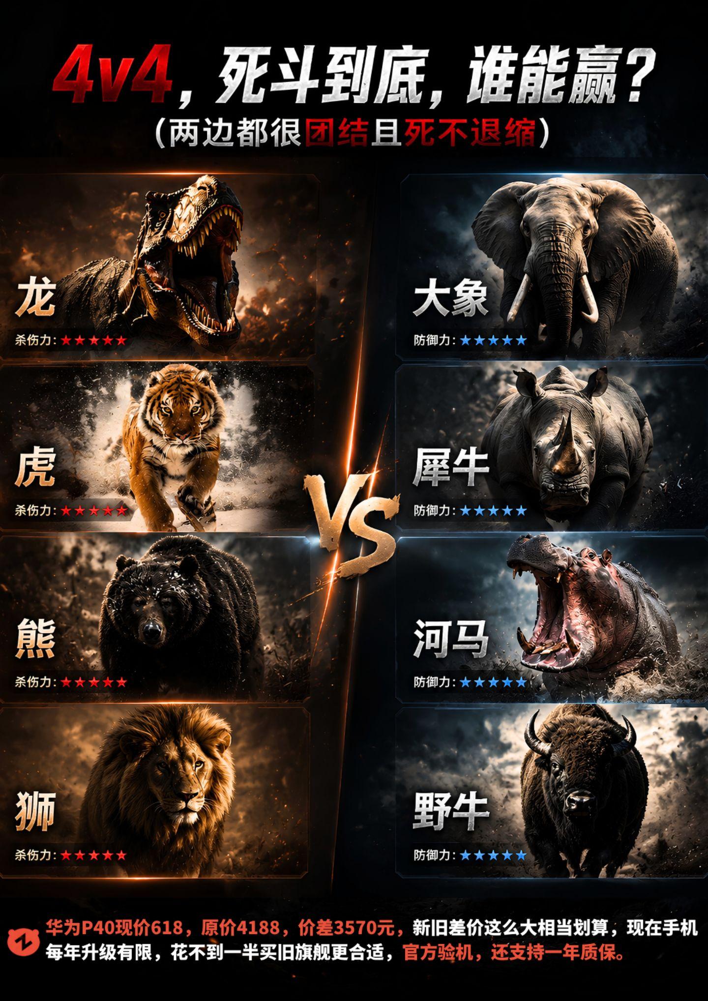 动物界极限4V4，那边的胜算更大？