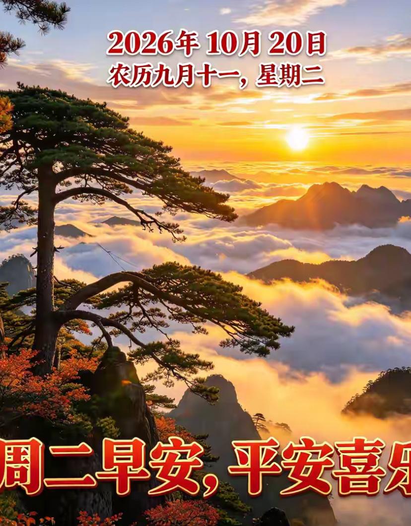 [福]2026./10月20日，秋沐晨光修静气，霞晖引路向幸福[福]

☘️🌅