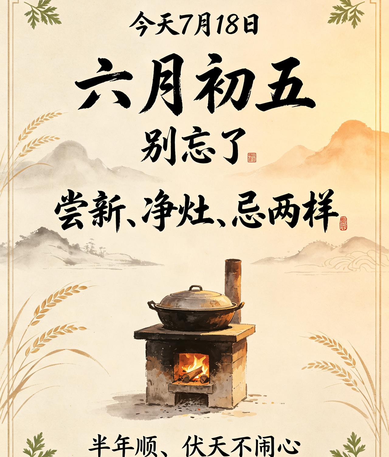 【7月18日｜农历六月初五：半年节刚过，"尝新日"规矩不少，别不当回事】

这天