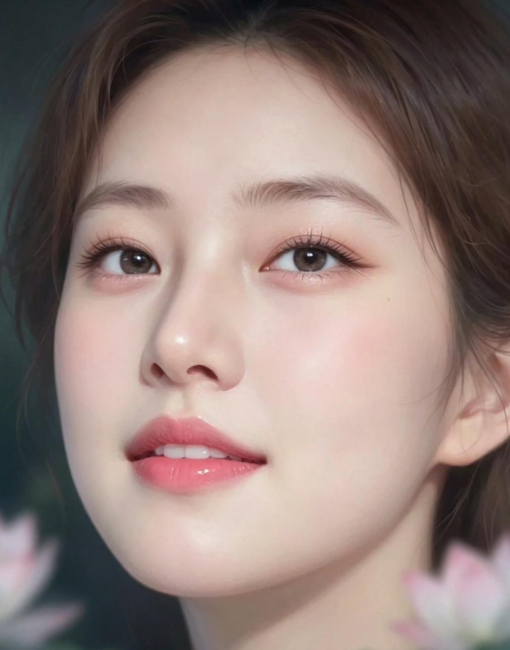 温柔甜美的少女，粉嫩的妆容，宛如画中仙子。