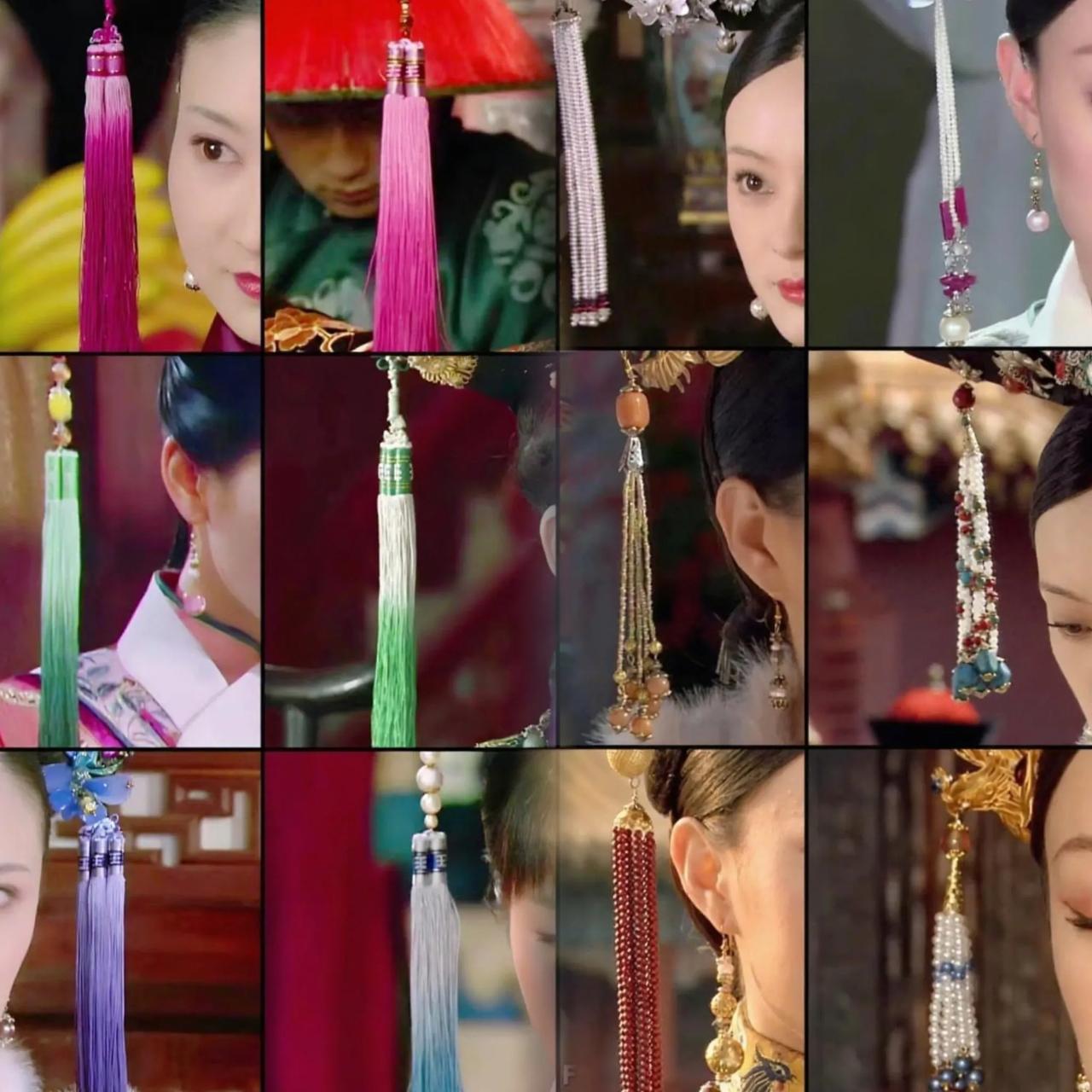 重温《甄嬛传》突然发现个事儿——嬛嬛好像从没戴过那种两边都有穗子流苏的旗头？印象