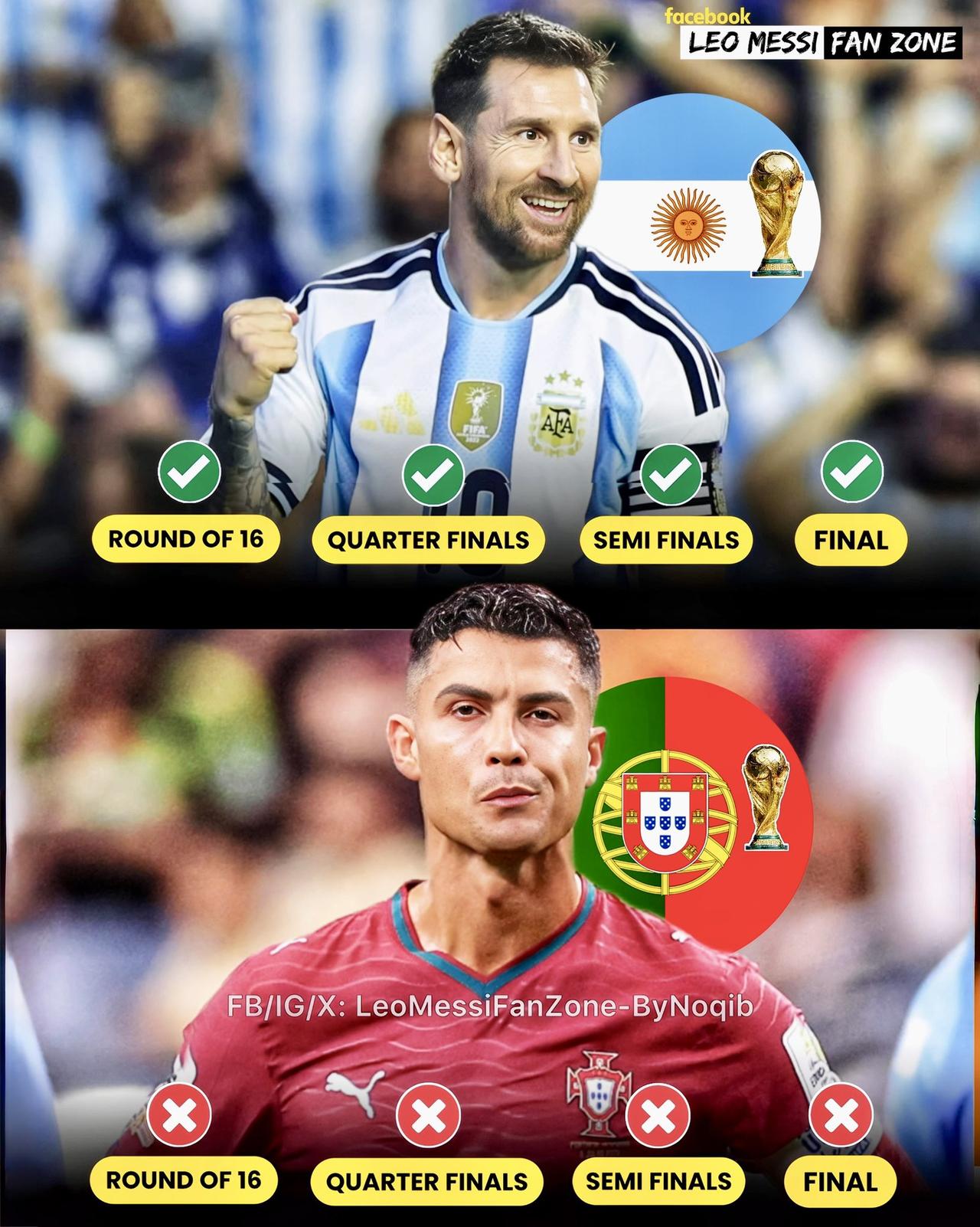 🇦🇷 梅西在世界杯所有淘汰赛阶段都有进球！⚽️👏
✅ 16强
✅ 四分之一