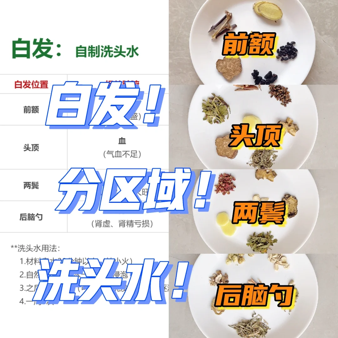 白发：不同区域，不同原因👉4种洗头水（自制）