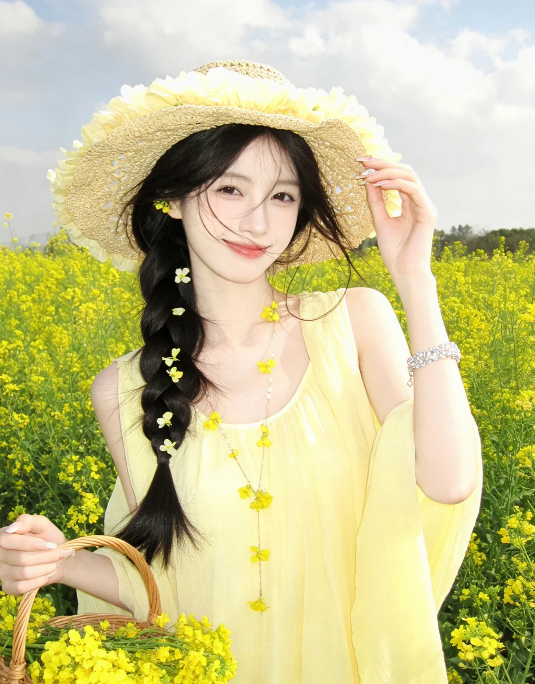 从花海里走来，满载着阳光💛