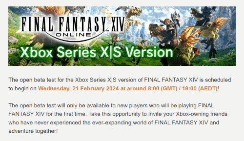 《最终幻想14》2月21日开启Xbox测试