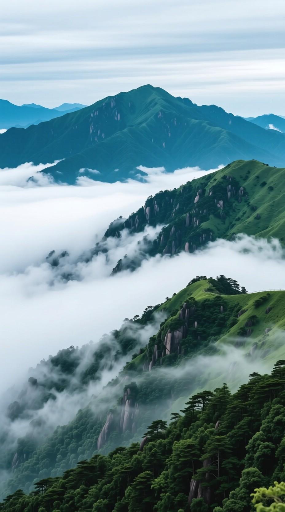 下联：袅袅祥云绕翠峰