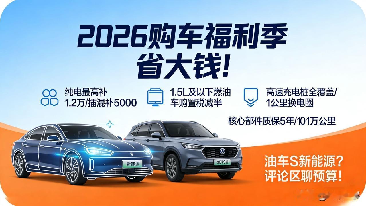 2026买车换车的宝子，这波福利直接省大钱！

2026汽车行业大变革来了，从购