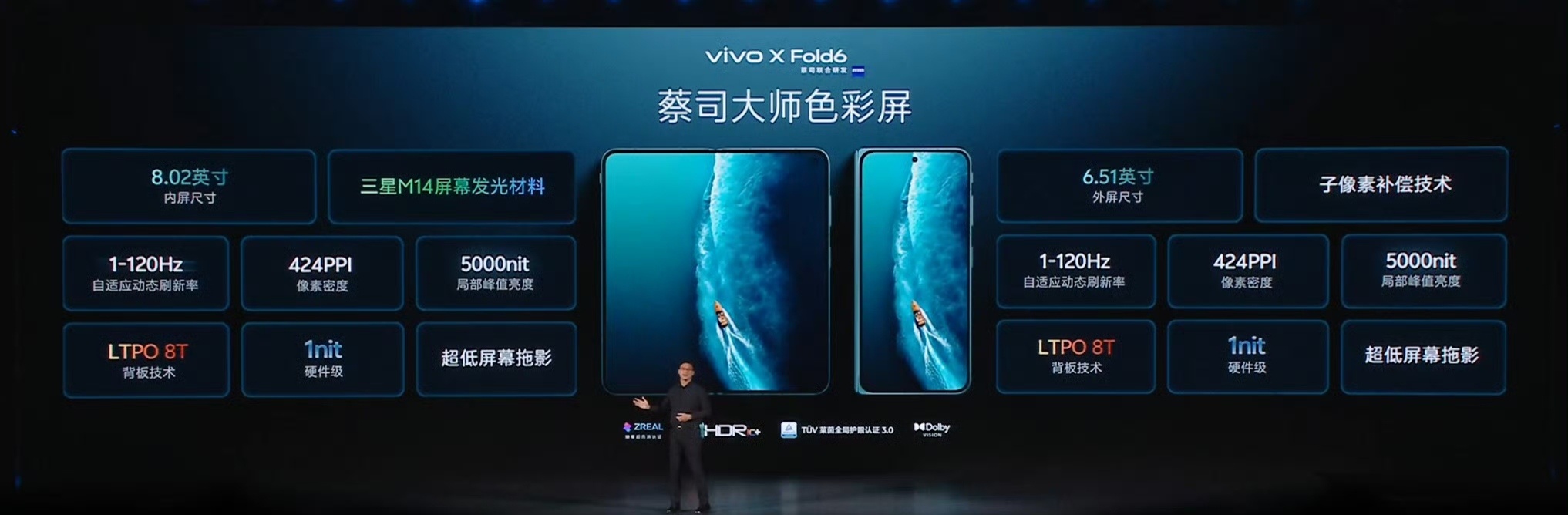 vivo X Fold6内屏 8.02 英寸 2504×2312 120Hz  