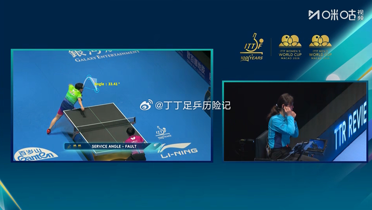 乒乓球松岛辉空鹰眼挑战失败 松岛辉空鹰眼挑战失败，抛球角度33.41度 