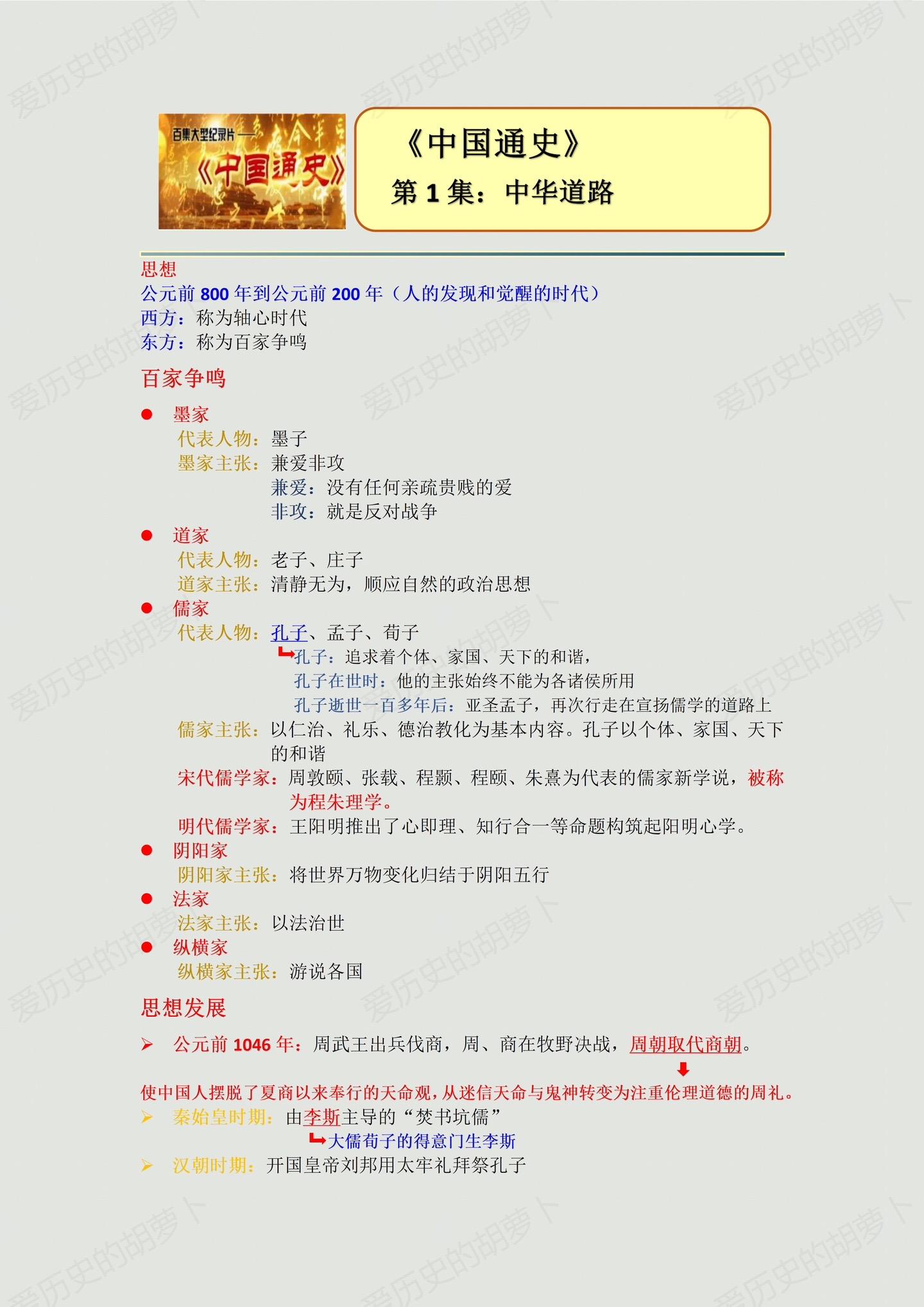 中国通史第一集中华道路。