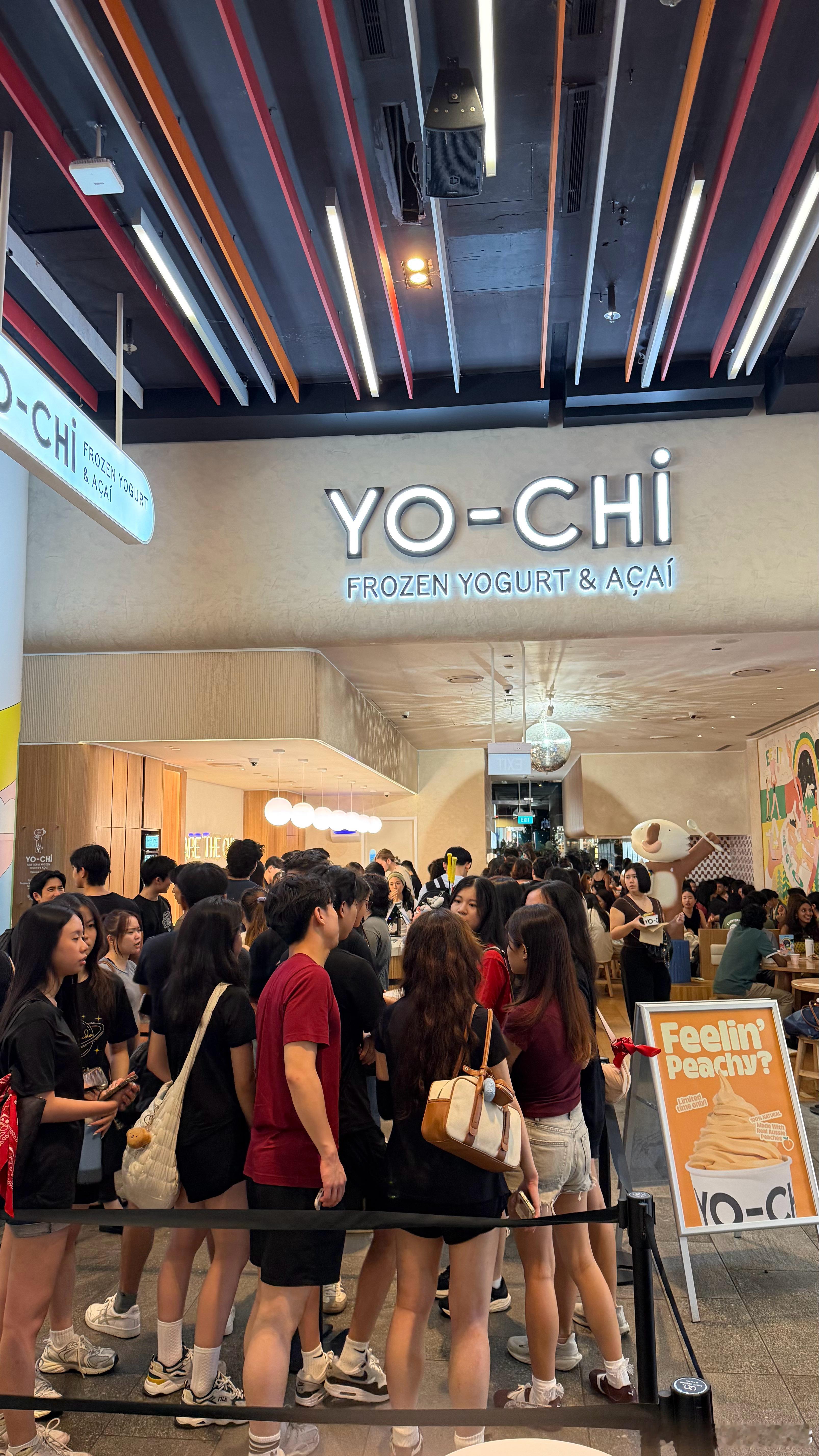 新加坡三个大队伍目测起步一个多小时，排一个冰淇淋酸奶 新加坡