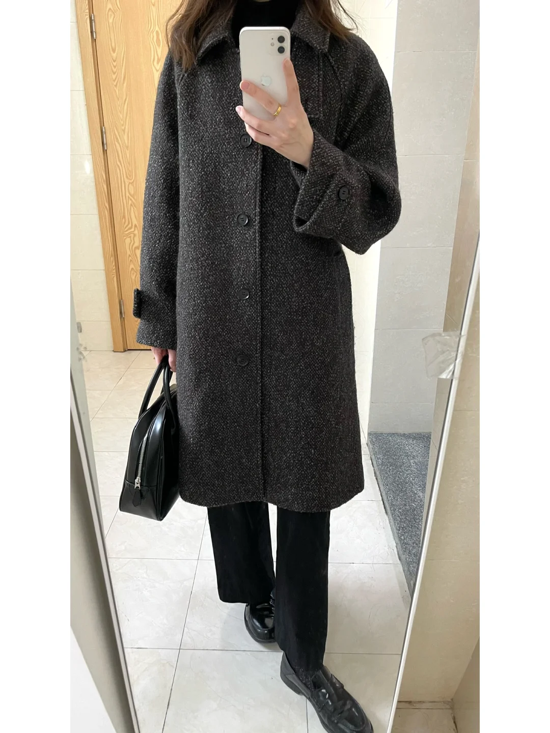 复古极简/气质花呢大衣