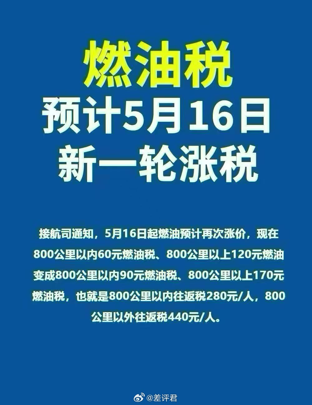 #机建燃油费上涨# 经常出差的话，成本都涨了不少。