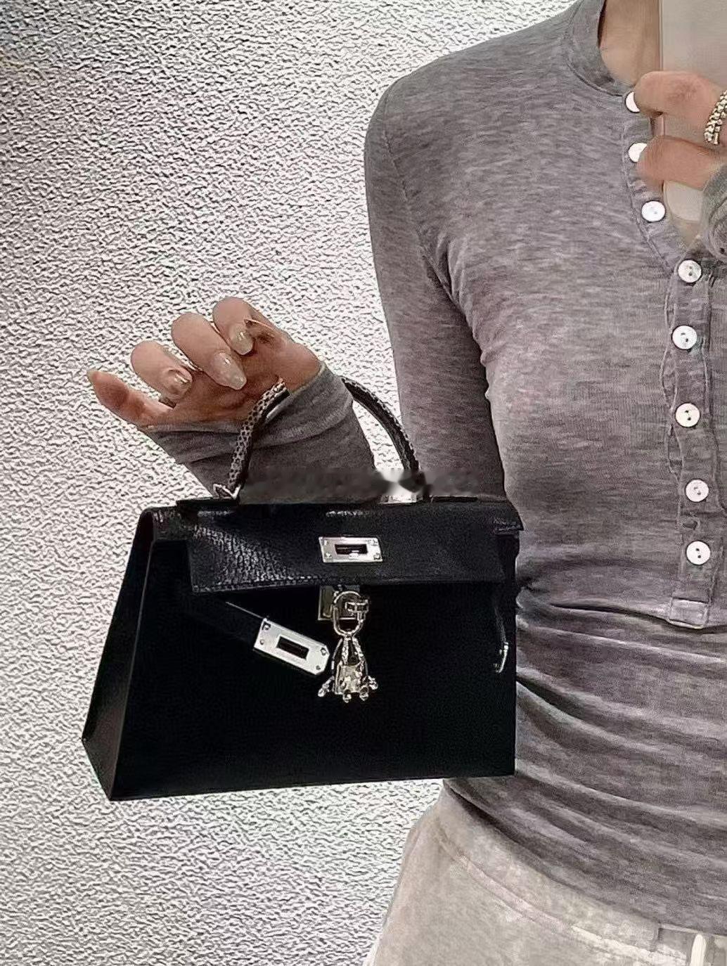 Mini  kelly二代 黑银touch拼原色蜥蜴 