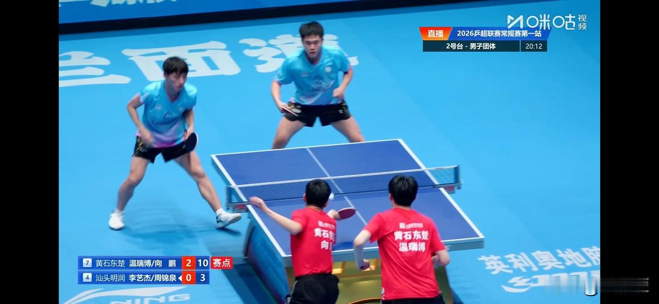 2026赛季中国乒乓球俱乐部超级联赛常规赛第一站（大连站）男团
黄石东楚八比四汕
