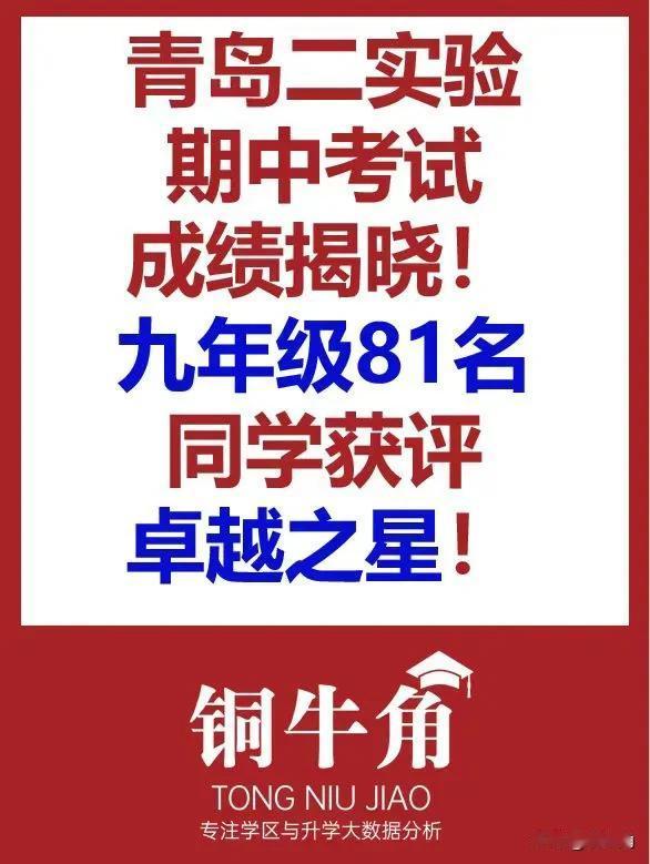 青岛二实验期中考试成绩揭晓！81名初三同学获评卓越之星！