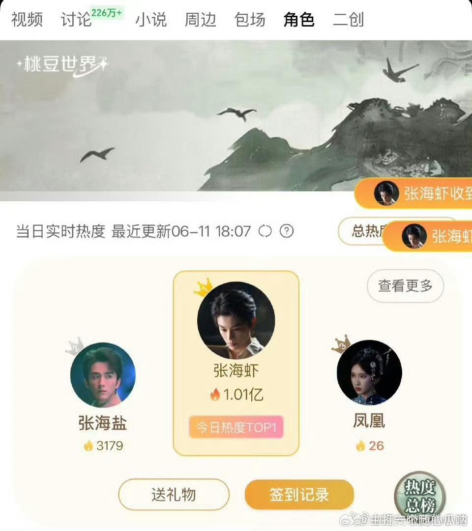 南部档案开局5广，丁禹兮张海虾三分钟角色热度破亿，大大的断层啊 