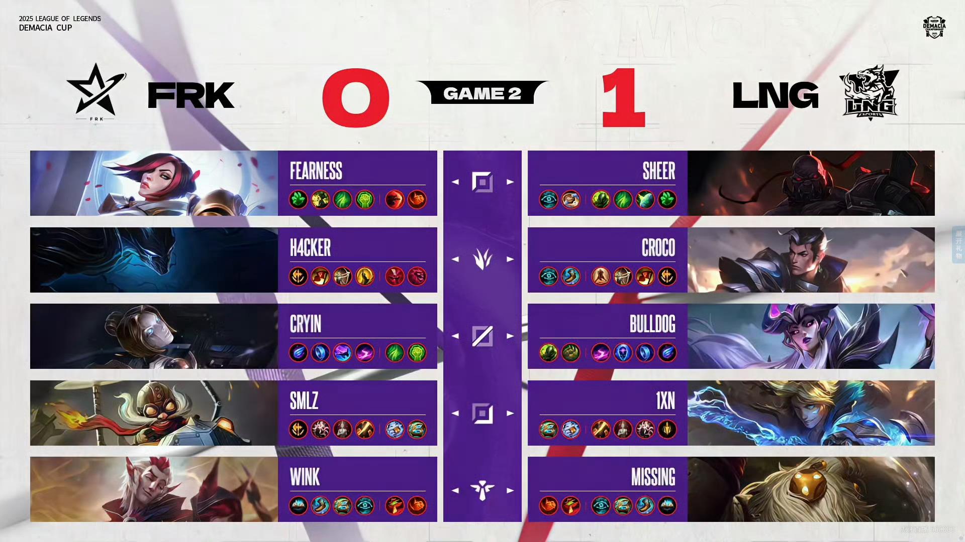 【2025德玛西亚杯 第一阶段】苏州LNG VS FRK · Round 2第二