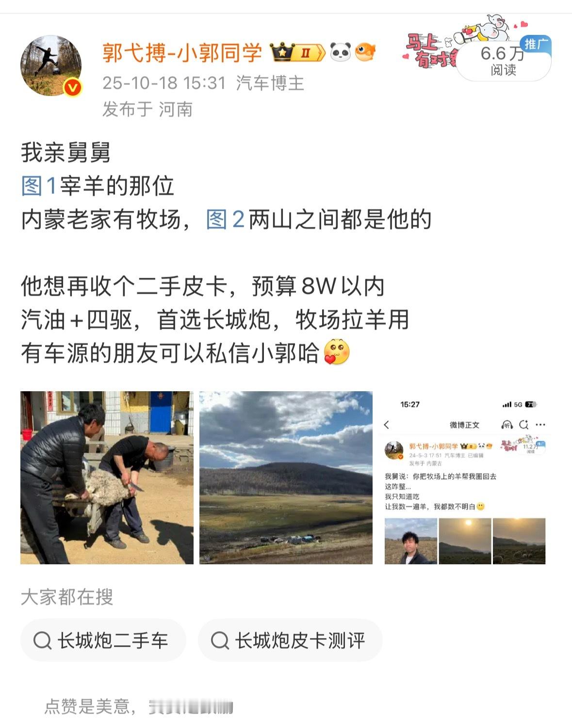 最近我想给我舅整个长城炮在牧场开现在二手1万公里2021年乘用炮汽油8AT四驱不