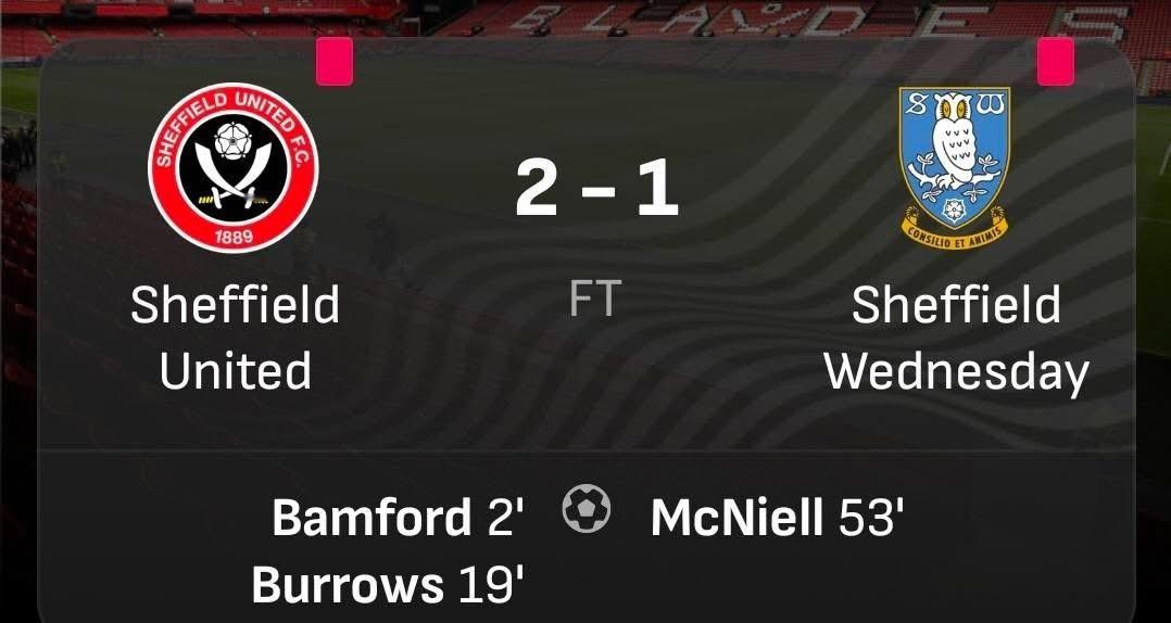 英冠嘅鍚周三，喺打吡戰 1:2 輸俾錫菲聯。另外因為被扣18分，現時踢咗33場仍