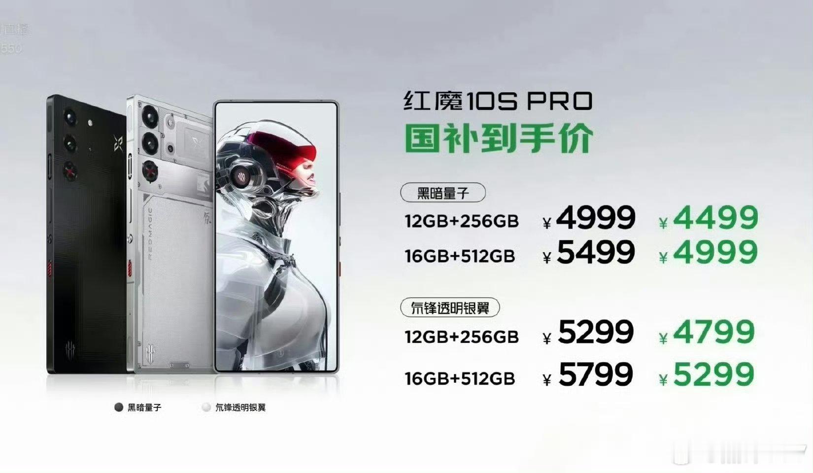 红魔10S Pro系列价格已出！10S Pro起售价4999起，  国补后449