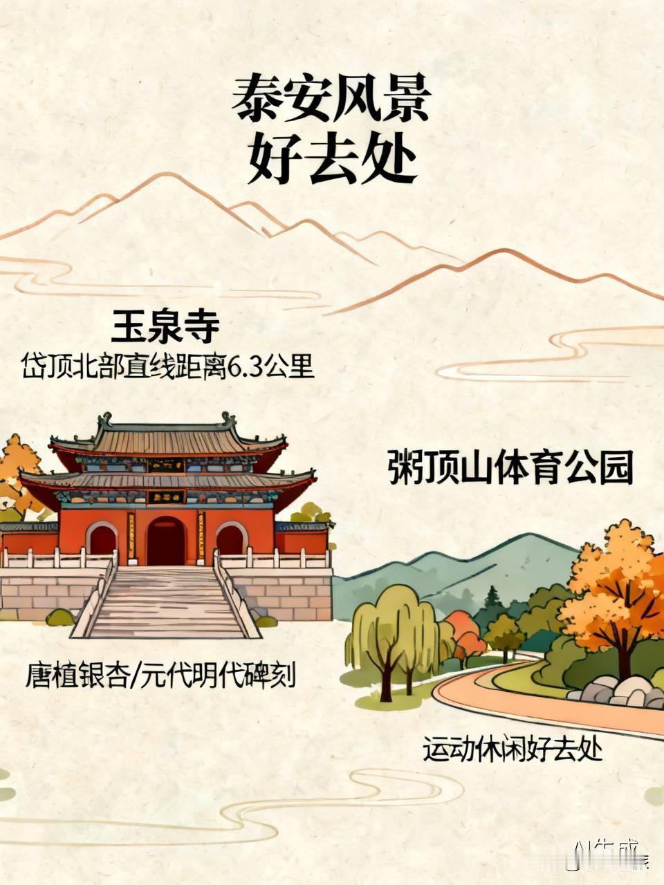 泰安有哪些地方风景好又好玩呢? 泰安有不少风景好又好玩的地方。玉泉寺就很不错，它