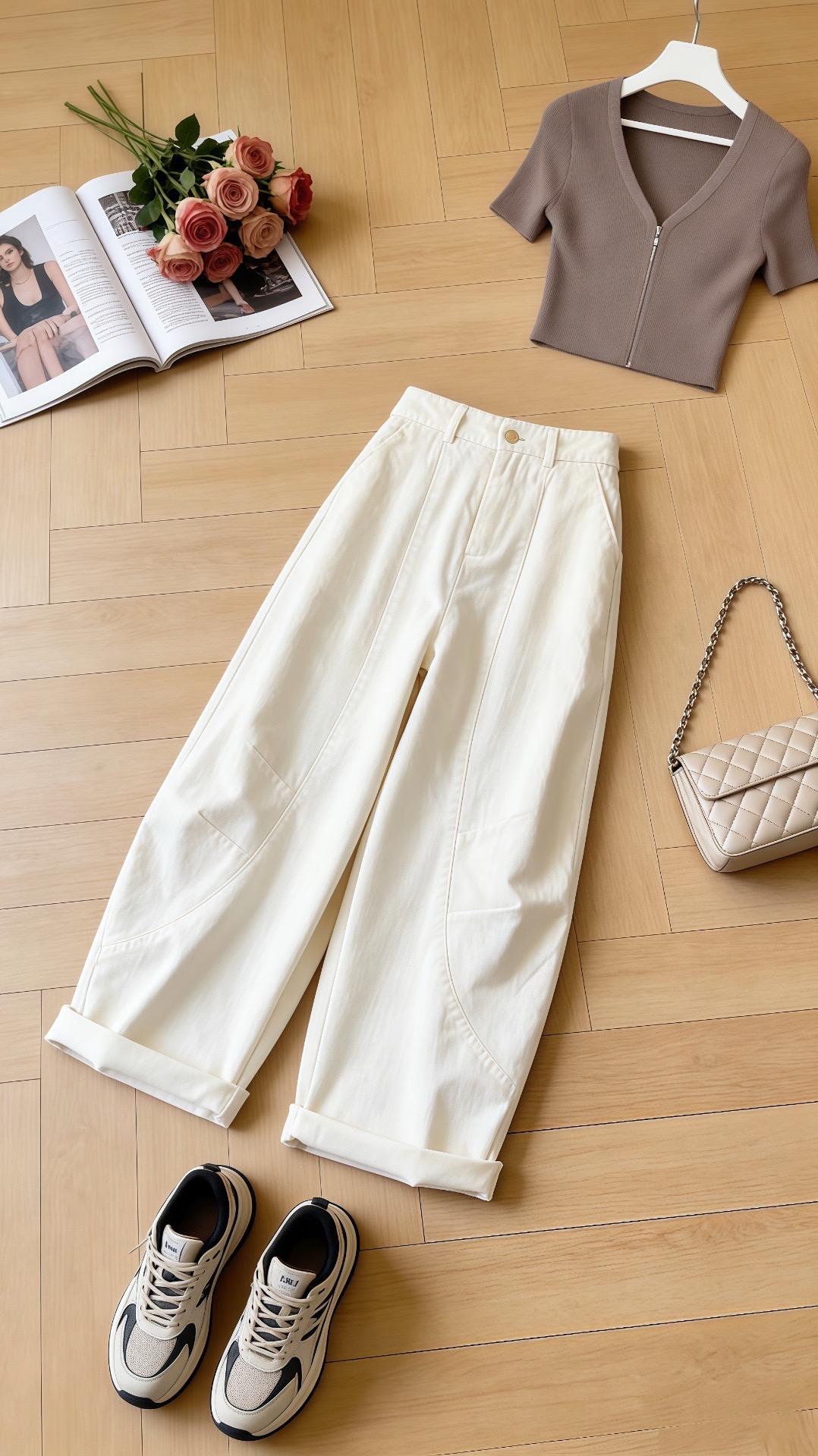 韩版洋气休闲裤 洋气百搭 高腰阔腿裤