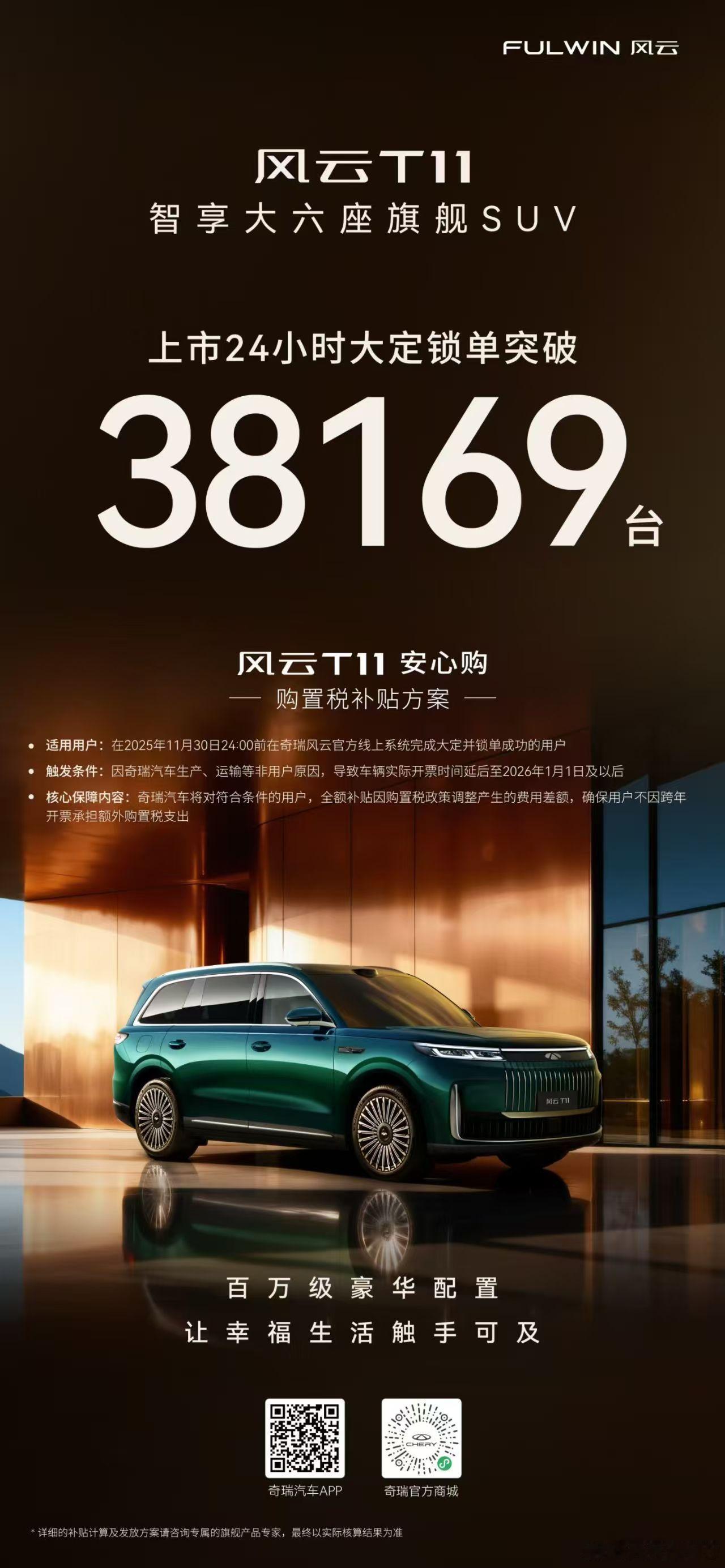 新华AUTO：风云T11上市24小时大定锁单38169台智享大六座旗舰SUV感谢