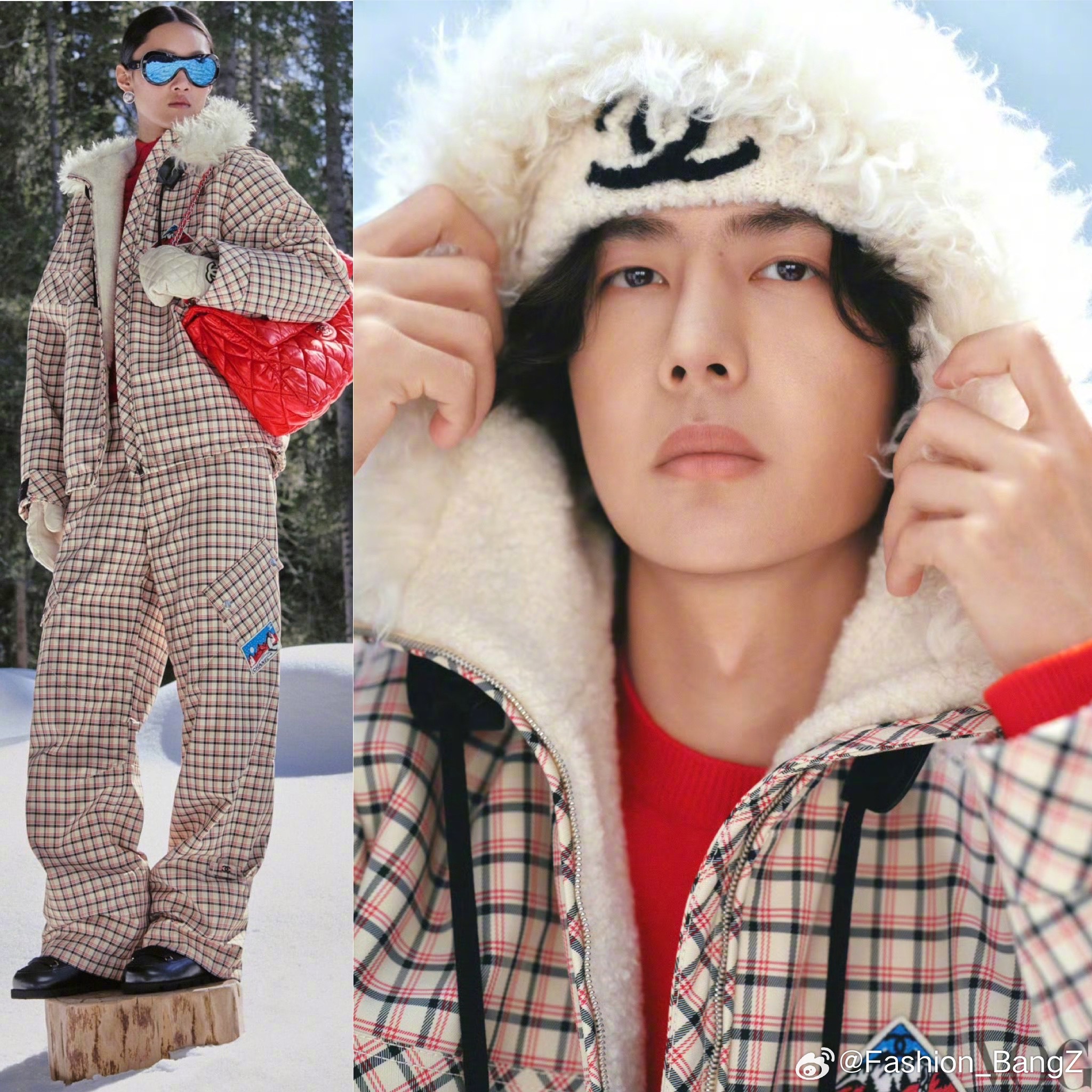 王一博演绎 COCO NEIGE 2026 系列新作。从雪场到木屋，Matthi