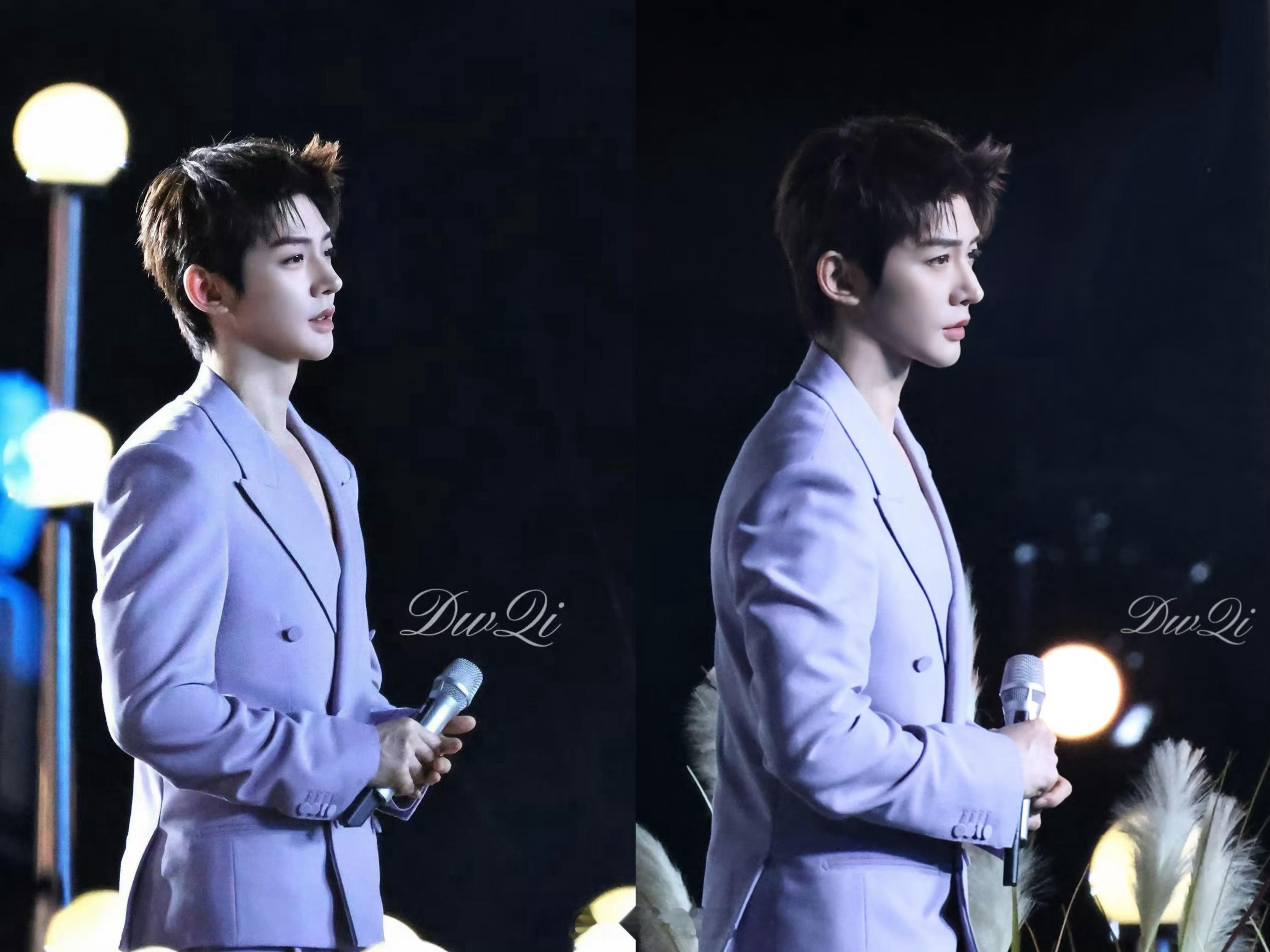 邓为五四晚会录制路透，邓为穿紫，完全就是清爽干净的男神！已经沉浸在邓为的美貌中无