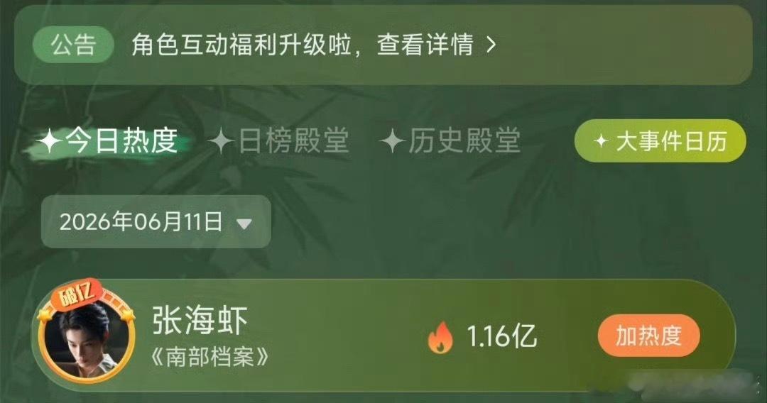 丁禹兮的《南部档案》开播仅三分钟，张海虾角色热度值就破亿了，直接剧内断层了南部档