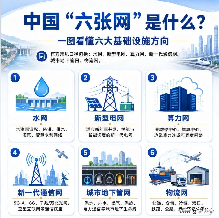 看懂国家基建新布局✅一张图读懂硬核“六张网”
最近刷屏全网的基建“六张网”，是国