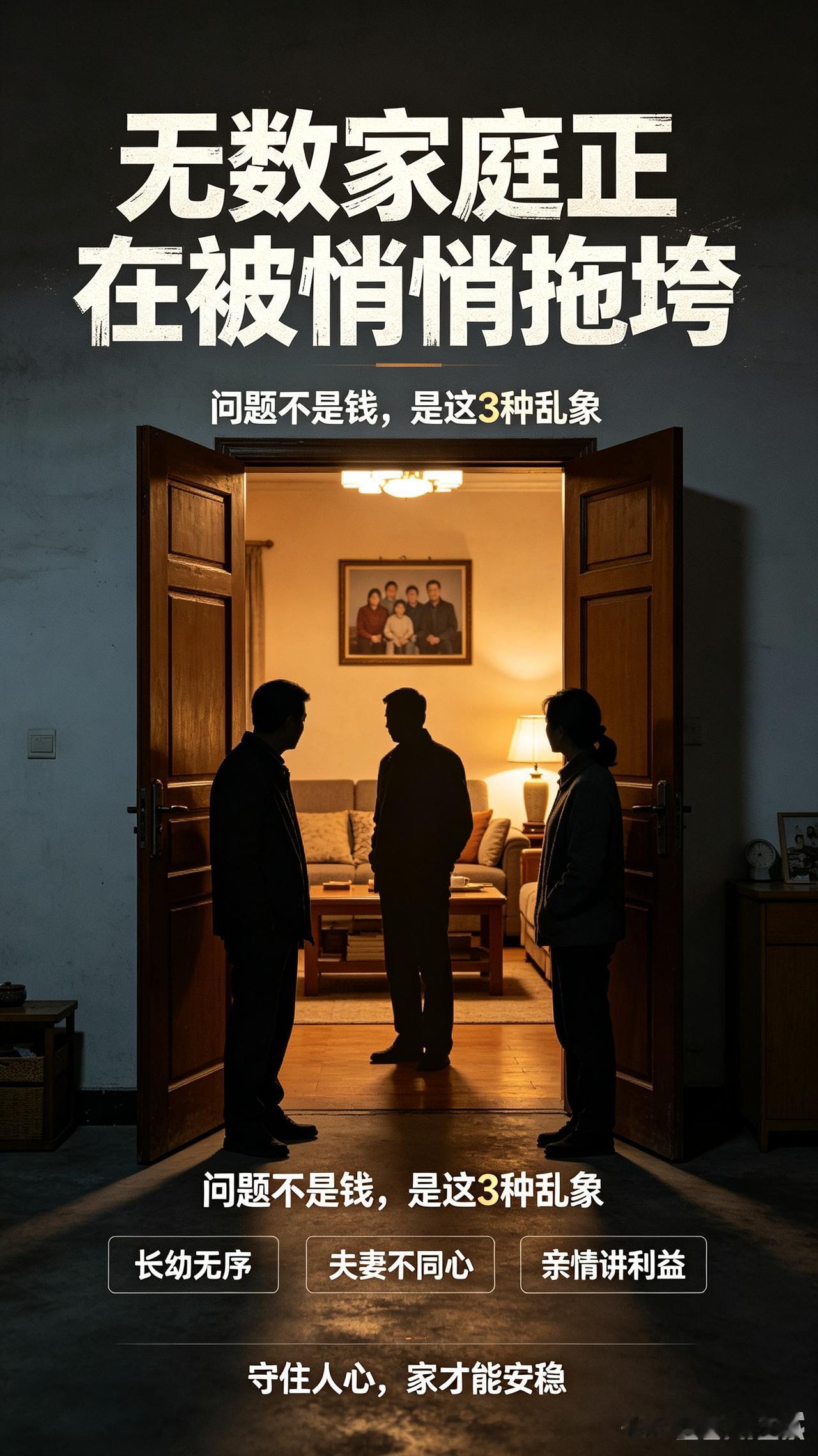 毁掉一个家庭的从不是贫穷！而是这3种藏在日常的人伦乱象，越熬越散
 
生活里我见