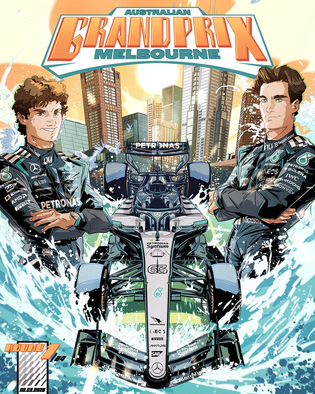 澳大利亚大奖赛梅赛德斯车队海报F12026F1澳大利亚大奖赛