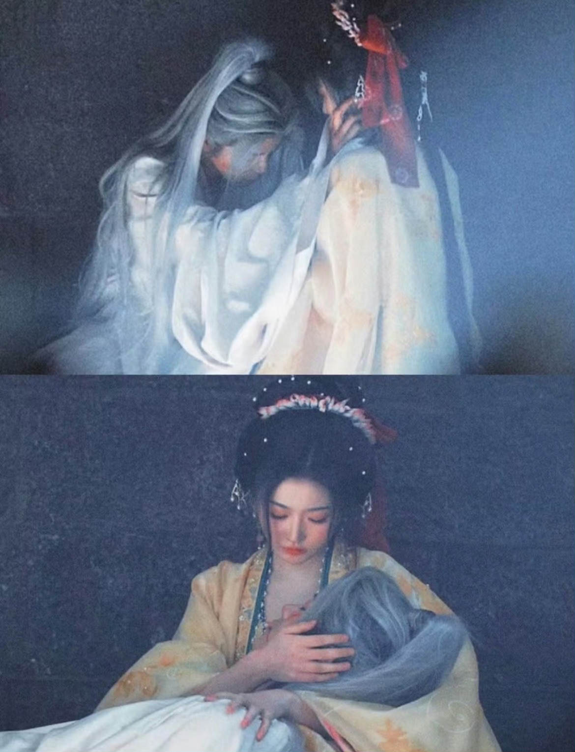 孔雪儿邓凯床戏红绸蒙眼虎符吻一幕中，孔雪儿饰演的俞浅浅用红绸遮目，口衔虎符主导二