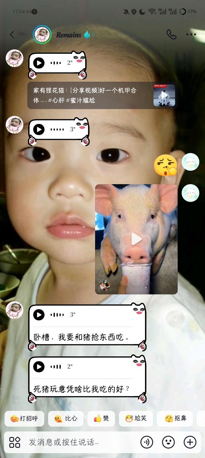 太可怕了还要和猪抢吃的[惊恐] ​​​
