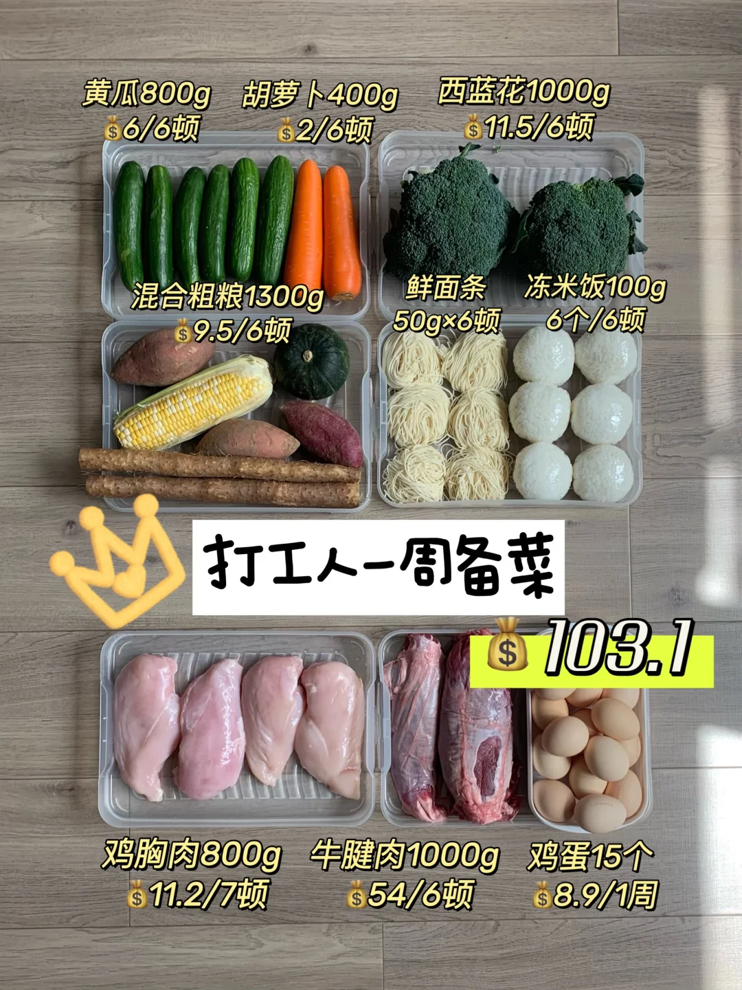 穷鬼一周备菜| 103r备足一周打工人饭菜🥗
