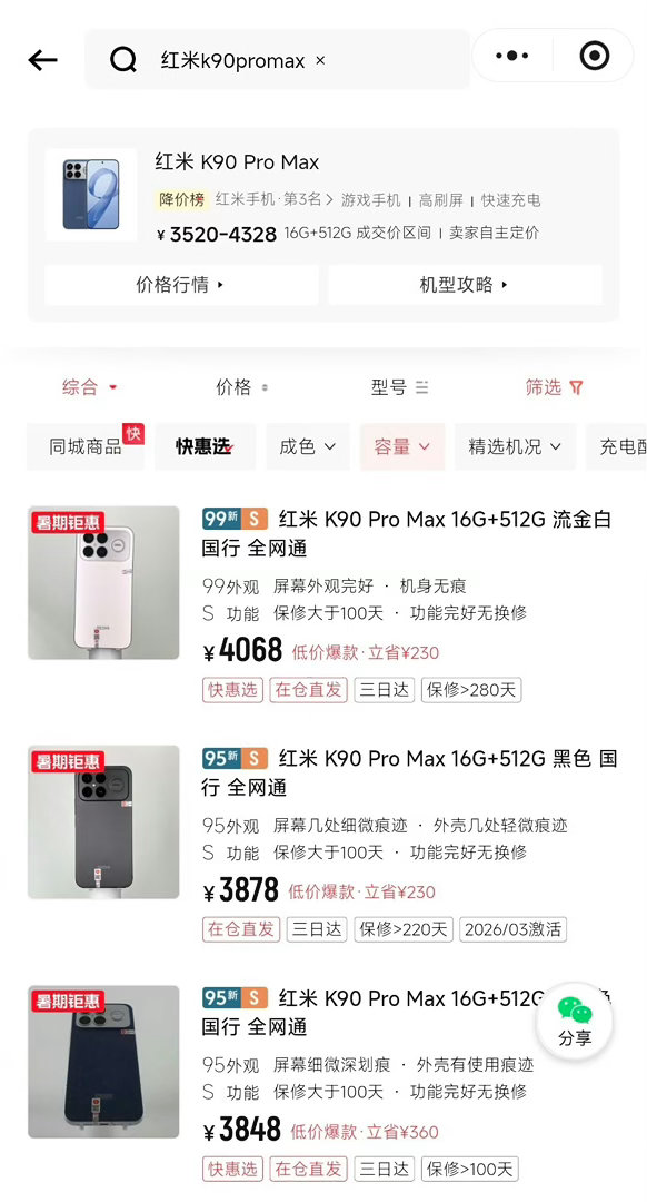 红米K90 Pro Max 的二手市场涨价涨疯了你们这帮人真精，一句话不吭，专挑