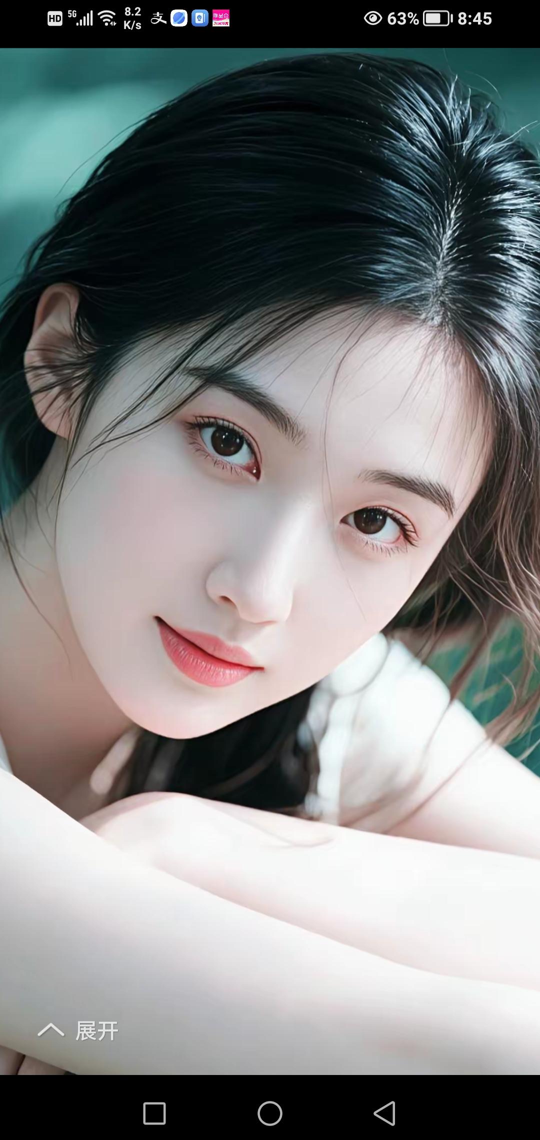 温柔甜美的少女，眼神中透露着淡淡的忧郁。🍀🌈🌹